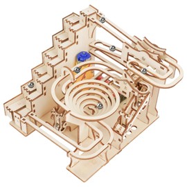HOTUT Marble Run 3D Wooden Puzzle, Self Assemble (33 Pcs) Mechanical Gear Drive, Electrical 3D Wooden Puzzle, Marble Run 3D Wooden Puzzle, Mechanical Model Building Craft for Teens and Adults