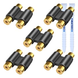 YIMATEECO RCA Coupler, 5Pcs Double RCA Phono Coupler 2 RCA Female to 2 RCA Female Coupler Connector Audio Extension Adapter for Subwoofer, Speaker, AMP, MP3, Receiver (RCA Coupler, 5Pcs)