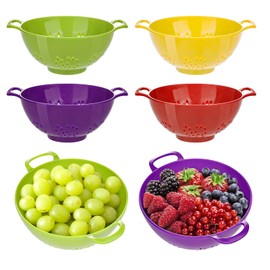 4 Pack Small Colander for Kitchen Mini Plastic Strainer Dish Safe for Veggies Berry Fruits Food 7.87 x 7.87 x2.83 Inch Dishwasher Safe