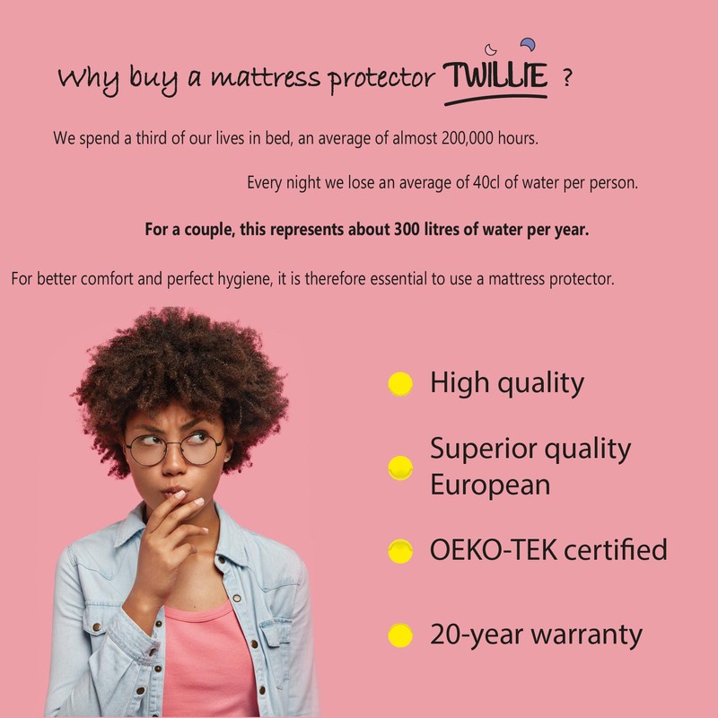 Twillie Mattress Protector 140 x 200 cm Waterproof and Breathable