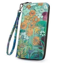 APHISON Wallet Women Large Capacity Clutch Purse for Ladies Credit Card Holder RFID Wallet Moon Cute Animal Floral Cell Wristlet Phone Zipper Coin Travel Pocket