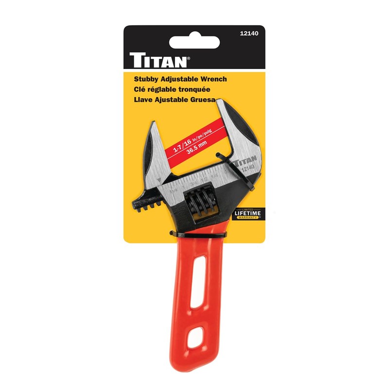 Titan Tools - Stubby Adjustable Wrench 1-7/16 in. JAW Capacity