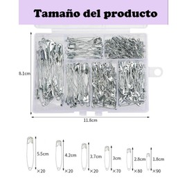 JIAQCN 210piezas Seguros para Ropa,Seguros para Pines,Pequeño y portátil, Adecuado para Ajustar la Elasticidad de la Ropa, Reparar rápidamente los Botones Sueltos, Fijar Papel, facturas, Reutilizable