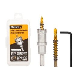 Henvo Hole Saw 13/16" (21mm) Heavy Duty Carbide with 2 Pilot Drill Bits - Metal Hole Cutter Cuts Stainless Steel, Iron, Copper, Brass, Plastic