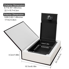 Leather Book Safe (Size 8.7"×6"×2") Real Paper Secret for Jewelry, Money and Cash, Diversion Book Safe,Hollow with Hidden,Key Lock (M, Bible-Key)