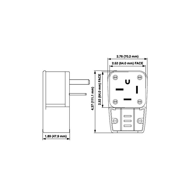 Leviton 50 Amp, 250 Volt, 3PY, Straight Blade, Plug, Industrial