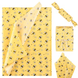 Whaline 100 Sheet Bee Tissue Paper Summer Honeybee Cute Daisy Gift Wrapping Paper 13.8 x 19.7 Inch Yellow Bee Flower Packing Tissue for Birthday Baby Shower Wedding Holiday Craft Gift Decor