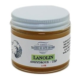 Lanolin - Anhydrous - USP, 2 oz, Glass Jar with Lid Soap making, lotion, creams, bath, beauty, 100% pure lanolin