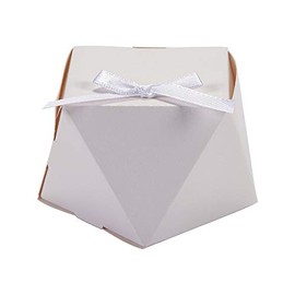 Fun Express - White Geometric Favor Box W/bow for Wedding - Party Supplies - Containers & Boxes - Paper Boxes - Wedding - 12 Pieces