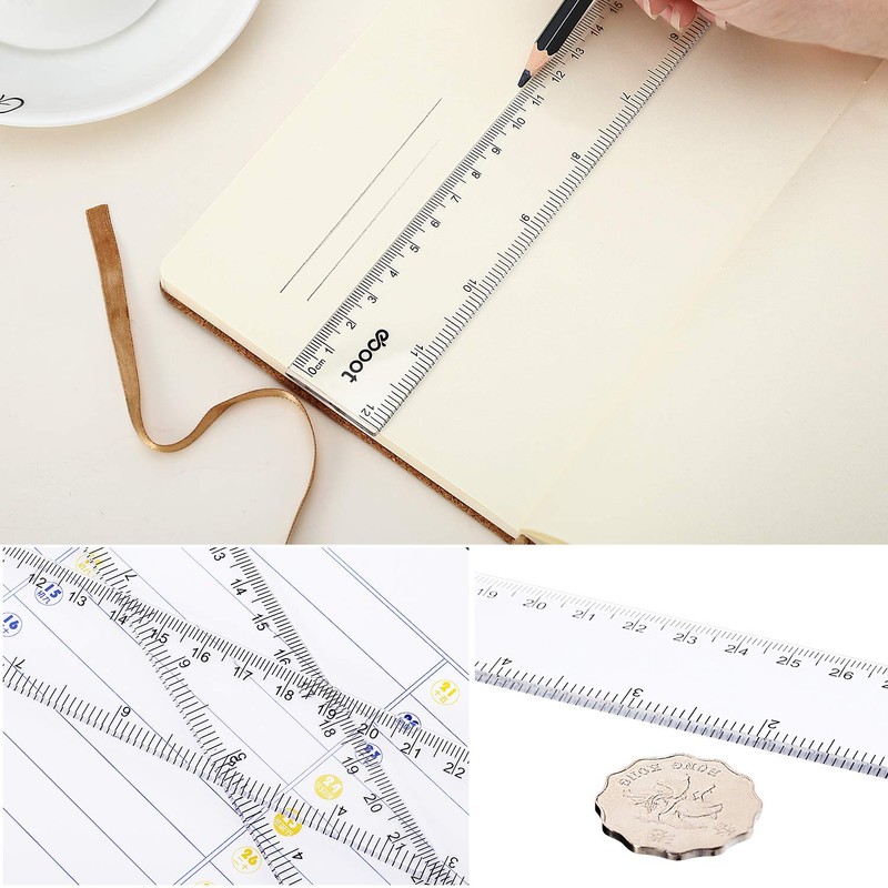 EBOOT 2 Pack Plastic Ruler Straight Ruler Plastic Measuring Tool