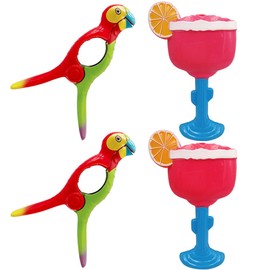 Kirmoo 4 Pieces Beach Towel Clips for Beach Pool & Cruise Chairs Margarita Parrot,Plastic Clothes Pins Beach Towel Holders Secure Clips Set of 4 (Margarita and Parrot)