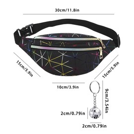 AYNKH Belt Bag Children's Girls Bum Bag Equipped with 2 Laser Ball Pendants Multiple Pockets Belt Bag for Outdoor Travel Hiking, multicoloured, Modern