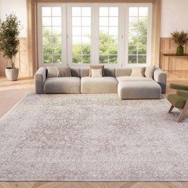 SAFAVIEH Area Rug 8x10 - Reflection Collection - Large - Beige & Cream, Non-Shedding & Easy Cleaning, Ideal for Living Room, Bedroom, Dining Space (RFT670A)