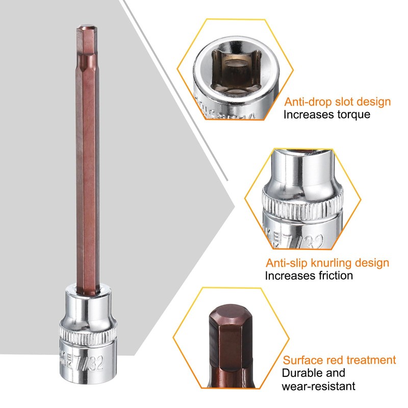 sourcing map 7/32" Hex Bit Socket 3/8" Drive SAE S2