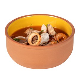 Restaurantware-Terra Tek 27.2 Ounce Terracotta Cazuelas, 2 Yellow Glazed Clay Pots For Cooking - Oven-Ready, Microwavable, Terracotta Serving Pots, Dishwashable, For Cooking And Serving
