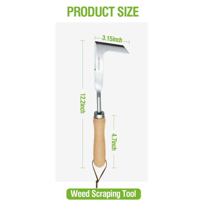 NEISRAI Crack Weeder Garden Crevice Weeding Tool Wood Handle Driveway