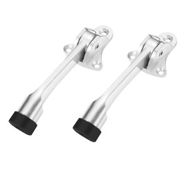 SooGree 4 inch Adjustable Door Stopper for Wide Doors, Easy to Set Down and Release, Kick Down and flip Down Stops by Foot (Brushed Nickel 4 inch x 2 Pack Silver)