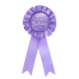sourcing map It's My Birthday Ribbon Birthday Badge Pin Tinplate Brooch Pin for Women Men Birthday Party Decorations, Purple