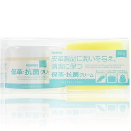 Columbus Leather Cure, Keeps Leather Products Moisturized, Clean, Antibacterial Cream, Solvent-free, Large Capacity Type, Includes Application Sponge