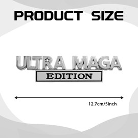 Hirificing Ultra MAGA Truck Car Emblems Adhesive Sticker, Classic Ultra MAGA Edition Emblems Exterior Auto Street Fighter Personality Body Decor 3D Metal Embossed Stickers for Car, Truck(Silver/Black)