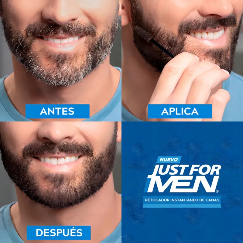 Retoque Temporal Just For Men Para Canas Barba Negro 3pack