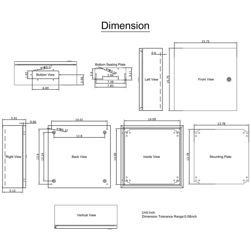 VEVOR NEMA Steel Enclosure, 16 x 16 x 6'' NEMA