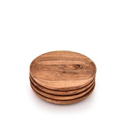 BHAVATU Platter Acacia Wood Set of 4 Round Charcuterie Boards Serving Platters for Food Dishes Cheese Tray Home Dining Table (6" x 6" x 0.75")