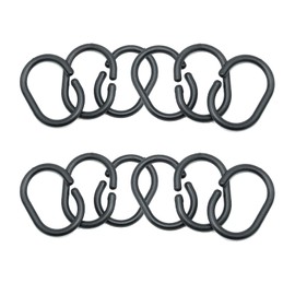 12 Pcs Plastic Shower Curtain Ring,Bathroom Shower Window Rod,C-Shaped Shower Curtain Hook Sliding Curtain Ring for Bathroom Shower Window Rod(Black)