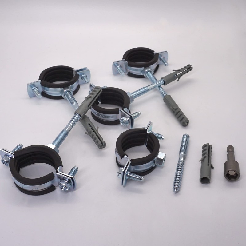 SKIR'CO (Pack of 2) Pipe Brackets with Black Rubber Lining