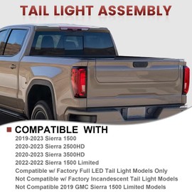 CONLLCON LED Tail Lights Assembly Compatible with 2019-2023 GMC Sierra 1500 2500HD 3500HD,Left Driver Side Rear Light Taillights Replacement # 84565921 GM2800310