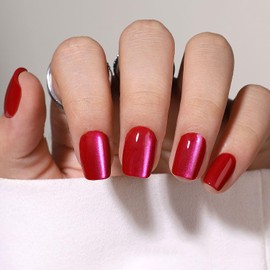 Press On Nails Short Square - Soft Gel Press on Nails Red Fake Nail Solid Colour False Nails Fit Perfectly Reusable Glossy Glue On Nails in 16 Sizes, Stick on Nails for Women Girls 32Pcs