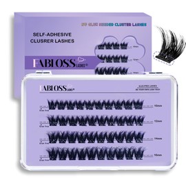 Self Adhesive Eyelashes 40Pcs Press On Lashes No Glue Needed Self Adhesive Lashes Clusters Thick and Fluffy Lashes No Glue No Remover Clusters Kit with Tweezers 10-16MM