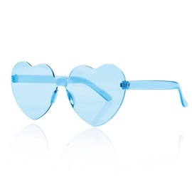 Lotsdonxia Love Heart Shape Sunglasses Stylish Rimless One-Piece Transparent Glasses in Candy Colors for Parties and Dressing Up (Blue)