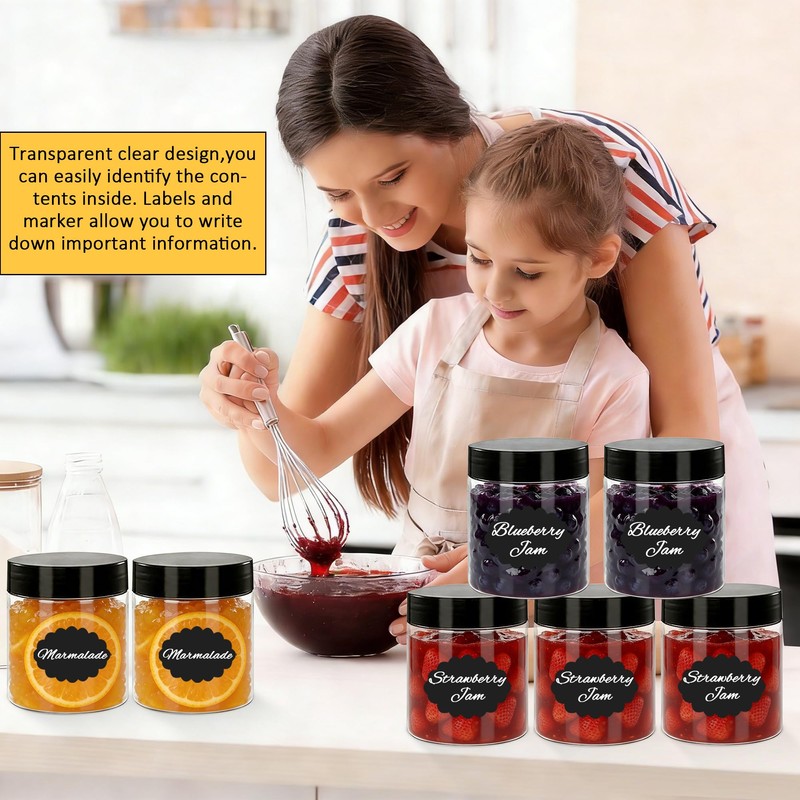 20pcs 16 oz Plastic Jars with Lids, Food Grade Round