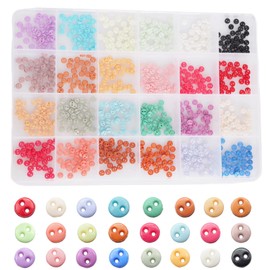 Wiosny 720pcs Tiny Plastic Buttons 4.4mm(11/64") 2 Hole Mini Resin Round Button for Dolls Clothing Sewing Accessories DIY Hand Sewing AIDS Doll Clothes (4.4mm(11/64"), 24 Colors Mixed 720pcs)