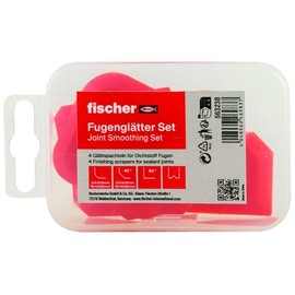 fischer Fugis Joint Smoother Set, Universal Joint Smoother Set for an Even Joint Surface, Set of 4 with Different Radii and 45° Angle in Practical Plastic Box