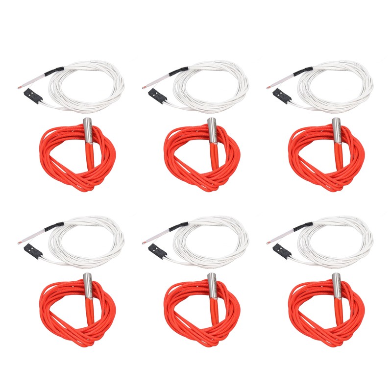 6Pcs Thermistor Wires with Terminal 6Pcs Heating Rods 3D Printer