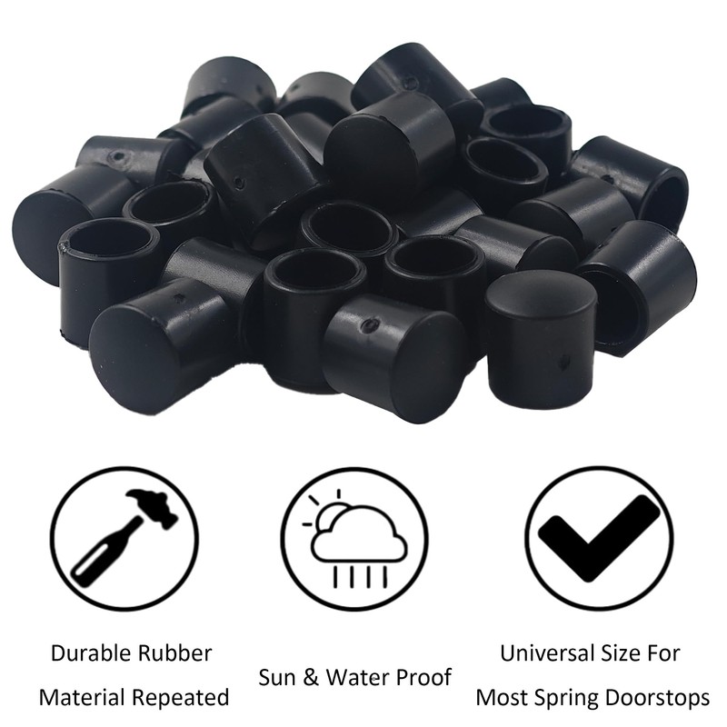 PDETVEO 30PCS 0.39 Inch Door Stop Bumper Tips, Black Rubber