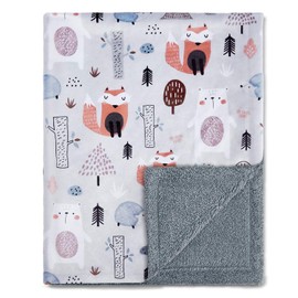 QSTEHEML Baby Blankets for Boys,Super Soft Double Layer Sherpa Blanket Neutral,Baby Gifts Plush Mink Blanket with Furry Binding and Back,Newborn Blankets for Crib(Fox,30 * 40inch)
