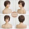 EMMOR Short Brown Human Hair Wigs for Women Blend with