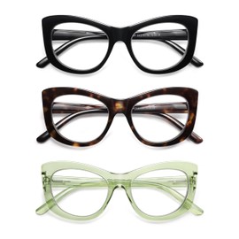 AMOMOMA Oversized Cat Eye Women Readers,Square Reading Glasses for Womens AM6149 C1+C2+C5 0.0