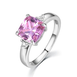 Ladies 925 Sterling Solid Silver 2 Carat Princess Cut Pink & White Sapphire Ring (R)