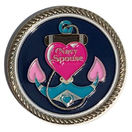 Artisan Owl United States Navy USN Navy Spouse Pink Heart Anchor Challenge Coin