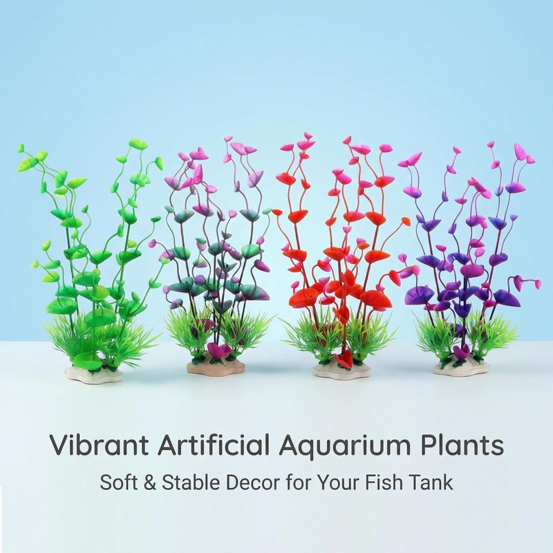 2 Pack 9.5 Inch Seaweed Purple Plastic Artificial Aquarium Plants