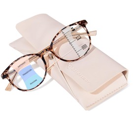 OPTOFENDY Progressive Multifocal Reading Glasses for Women Men, TR90 Blue Light Computer Readers Anti Glare/Eyestrain, Tortoise 1.0