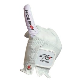 Nice Shot You are Nothing Pinkie Cabretta Leather Golf Glove Men's Left Hand White Medium/Large ML | Premium & Genuine Cabretta Leather