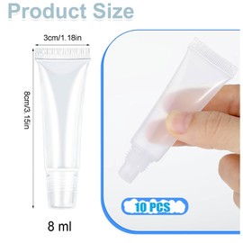 WADY 8 ml Empty Lip Gloss Tubes, 10 Pcs Squeezable Cosmetic Tubes, Clear Soft Empty Squeezable Lip Balm Containers, Refillable Mini Cosmetic Tubes for DIY Lip Gloss Balm, Makeup, Travel Toiletries
