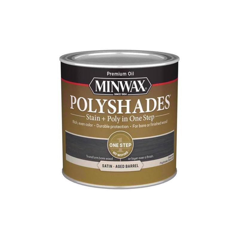 Minwax PolyShades Semi-Transparent Satin Aged Barrel Stain/Polyurethane Finish 0.5 pt