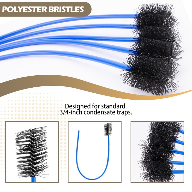 16-Inch Flexible AC Drain Line Cleaning Brush, 5-Pack, for Condensate