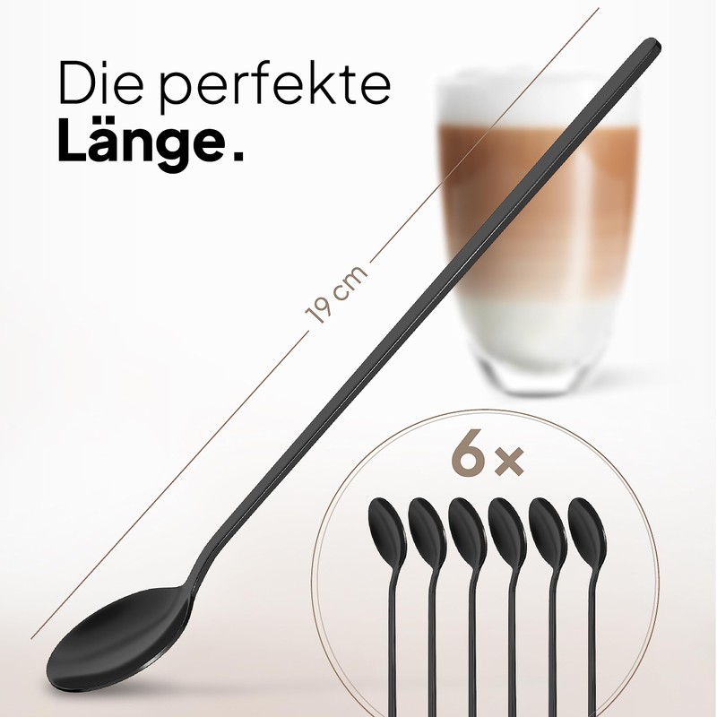 JODORA Design Latte Macchiato Spoon Black 19 cm - 6